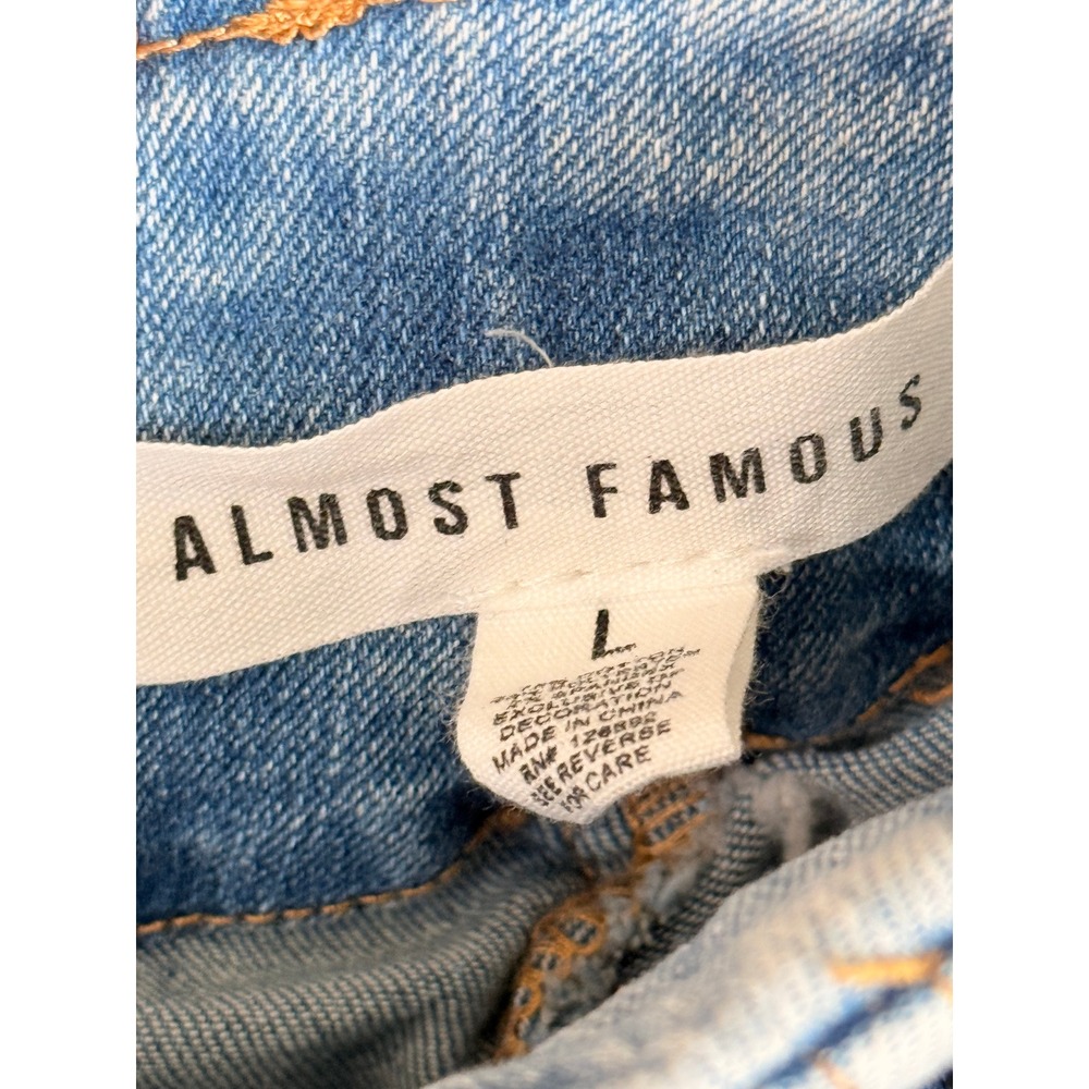Almost Famous Denim Pleated Belted Skort Light Wash Blue Y2K Micro Mini L - Picture 4 of 5